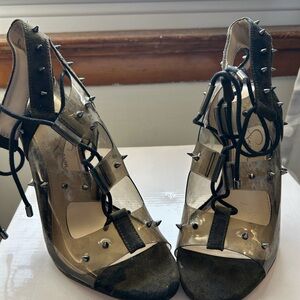 Jessica Simpson Black and Clear Spiked Heels